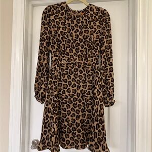 Tory Burch Leopard Print Long Sleeve Dress